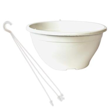 Imagem de kit 15 vasos cuia tamanho 21 de 2 litros + 15 hastes para pendurar plantas pendentes samambaias e suculentas (BRANCO)