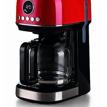 Imagem de Ariete Cafeteira moderna 1396, café americano, capacidade para até 15 xícaras, base de aquecimento, visor LCD, filtros removíveis e laváveis, vermelho