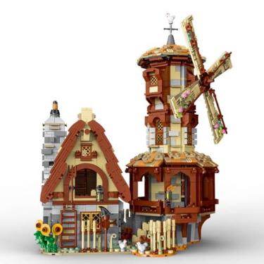 Imagem de Conjunto de Blocos de Montar Construção de Casa Retrô, Estilo Medieval, Presente para Adultos e Crianças(2.808 Peças)