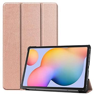 Imagem de Capa para tablet Para Samsung Galaxy Tab S6 Lite 10.4" (SM-P610 / 615) Estar comprimido de caixa de comprimido PC Difícil Coverwith Trifold & Auto Wakesleep (Color : Rose Gold)