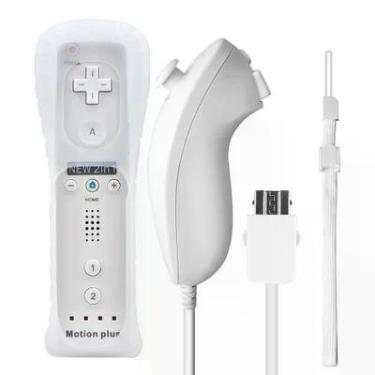 Imagem de Controle Wii Remote Plus + Nunchuk Compatível Com Nintendo Wii E Wii U Branco.