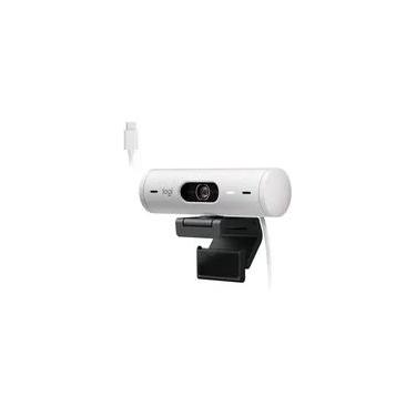 Imagem de Webcam + Suporte Logitech Brio 500 Full HD, 1080p, 30 FPS, com Microfones Duplos, USB, Suporte Incluso, Branco - 960-001426