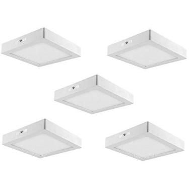 Imagem de Kit 5 Luminária Plafon Led De Sobrepor 24 Watts Quadrada Branco Frio 6000K