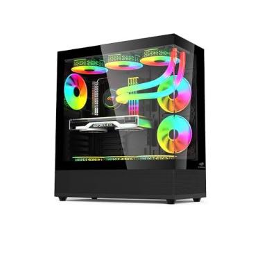 Imagem de Gabinete Aquarius Gaming C3Tech MT-G850BK Preto com Lateral e Frontal em vidro temperado, com Organizador de Cabos Filtro Anti-Poeira, Compatível MB ATX Micro ATX e Mini ITX e com Water Cooler