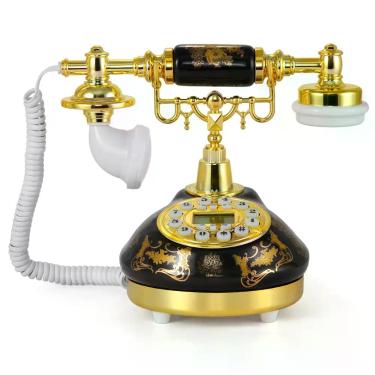 Imagem de Telefone fixo Dyna-Living vintage em cerâmica com LCD retrô