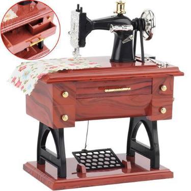 Imagem de Mini Maquina Costura Retrô Porta Jóias Caixinha Musical - Evolvere