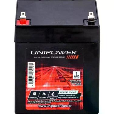 Imagem de Bateria Estacionaria Selada VRLA UP1250 12V 5Ah Livre de Manutencao com Valvulas de Seguranca Unipower