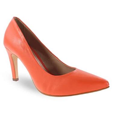 Imagem de Sapato Scarpin Modarpe Casual Salto Alto Feminino S02 Cor:Laranja;Tamanho:38
