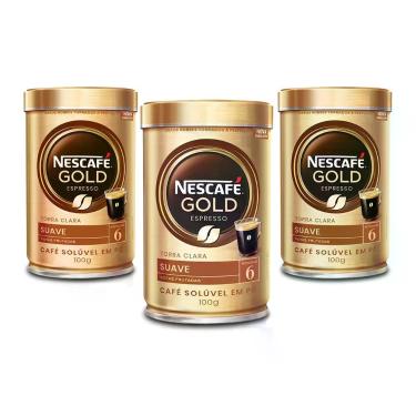 Imagem de Café Solúvel Nescafé Gold Espresso Suave Kit 3 Latas 100g