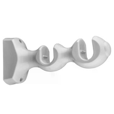 Imagem de Kit Suporte para Varão de Cortina Suporte Duplo (médio-médio) Plástico com Ponteiras Branco Bella Arte