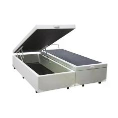 Base Cama Box Baú Bipartido King Size material sintético Branco 43x193