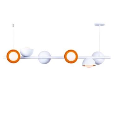Imagem de Luminária Pendente Jabuticaba 6 Lâmpadas Para Sala de Jantar Mesa Balcão Bivolt (Branco com Dourado)