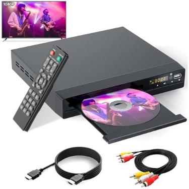 Imagem de Tojock Leitor de DVD Com Saída HDMI AV Para TV, HD Com Saída Coaxial, Cabo AV, Controle Remoto, Entrada USB, Sem Região