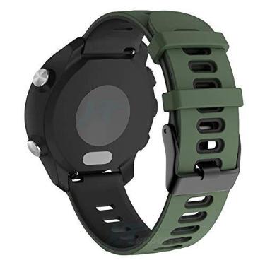Imagem de Pulseira Dual 20mm para Samsung Galaxy Watch Active 40mm 44mm - Galaxy Watch 3 41mm - Galaxy Watch 42mm - Amazfit Bip - Marca LTIMPORTS (Verde Militar com Preto)