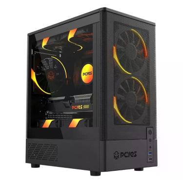 Imagem de Gabinete Gamer Kauri Black Vulcan GKRIBV Mid Tower Micro ATX Mini ITX ABS Preto Pcyes