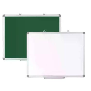 Imagem de Lousa Yeet 2 em 1 Branca e Verde 34X50CM com Moldura de Alumínio e Suporte para Apagador Branco
