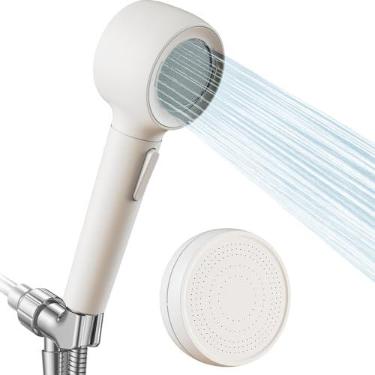 Imagem de Happnear Chuveiro com cabeça de chuveiro portátil de alta pressão com 3 modos, cabeça de chuveiro de mão removível com rotação de 360 graus, chuveiro antientupimento de retrolavagem
