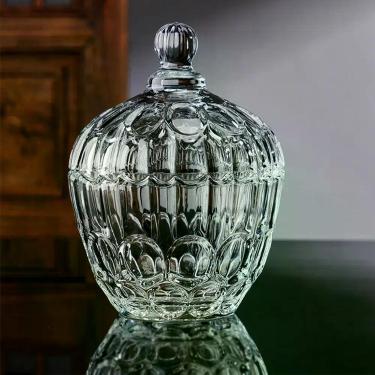 Imagem de Bomboniere Potiche de Vidro Decorativo Luxo com Tampa Cristalado - SOD