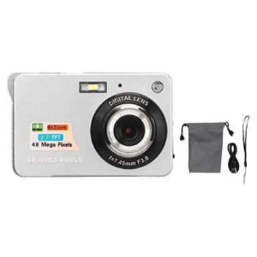 Imagem de Câmera Fotográfica de Bolso Câmera Digital 4K 48MP 2.7in LCD Display 8x Zoom Anti Shake Vlogging Câmera para Fotografia Fotografia Contínua (Prata)