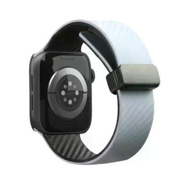Imagem de Pulseira Borracha Fecho Magnetico Carbono Para Apple Watch - Baú do Vi