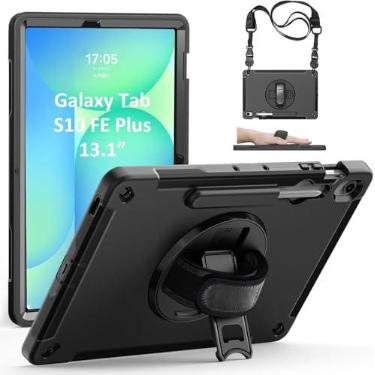 Imagem de Junfire Capa de transporte para Galaxy Tab S10 FE Plus 33.3 cm 2025, capa resistente à prova de choque para Samsung Tab S10FE+ com suporte/suporte para S-Pen, alça de mão/alça de ombro, preta