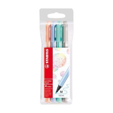 Imagem de Caneta PointMax Cores Pastel, Stabilo 55.6700, Azul Glacial/Verde Água/Salmão/Cinza Claro, Pacote de 4