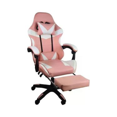 Imagem de Cadeira Gamer Stillus Oficial Apoio Pés Branco/rosa