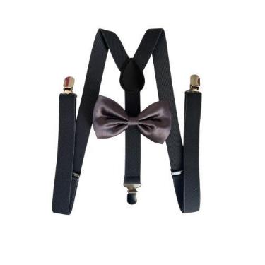 Imagem de 5 Kits Suspensório + Gravata Borboleta Adulto - STYLESTORE, Cinza chum