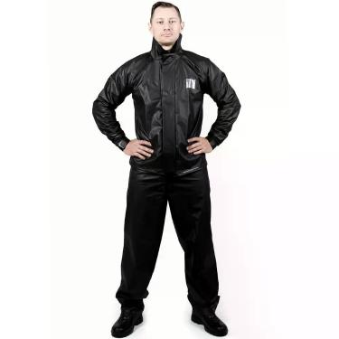 Imagem de Capa De Chuva Para Motoqueiro Pantaneiro Pvc Eco Com Gola, Preta, G