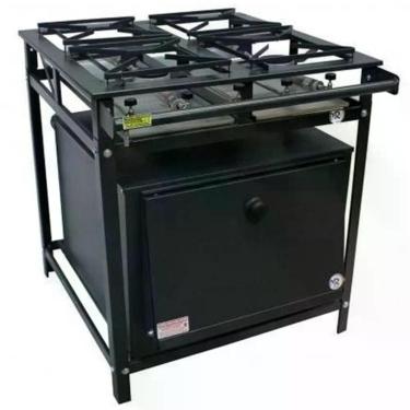 Imagem de Fogão Industrial 4 Bocas Simples A Gás Alta Pressão Mr Fogões Com Forno E Grelhas De Aço P5