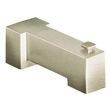 Imagem de Moen S3896BN Collection Bico de banheira moderno com desviador de 1,27 cm de conexão CC slip-fit, níquel escovado