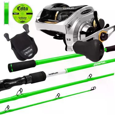 Imagem de Kit Pesqueiro 30kg Carretilha Calista BG Vara de Carbono IM8 Lado da M
