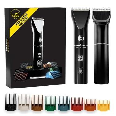 Imagem de Aparador de barba Beard Club PT45 para homens – Aparador elétrico sem fio recarregável para barba e cabelo – Alta potência 7000 RPM – 8 guias de cores, 45 comprimentos exclusivos –