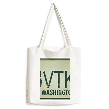 Imagem de Bolsa de lona com padrão de número de carro americano EUA bolsa de compras casual