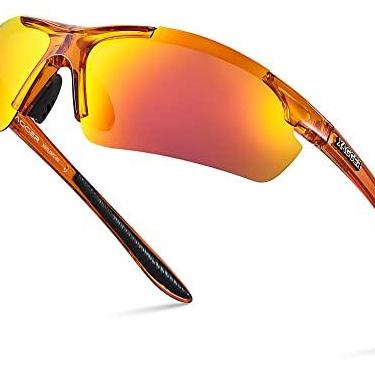 Imagem de Xagger Óculos de sol esportivos polarizados para homens e mulheres, UV400, corrida, beisebol, softball, ciclismo, dirigir, Laranja transparente | Espelhado laranja, one size fits most