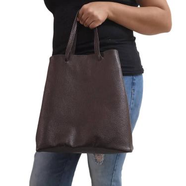Imagem de Bolsa Sacola Alça de Mão de Couro Moderna Prática Fabricação Própria -