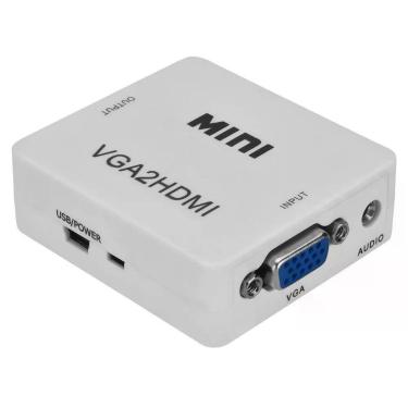 Imagem de Conversor de Áudio e Vídeo Evus C-083 Vga para Hdmi com Entrada P2 Usb 1080p Branco