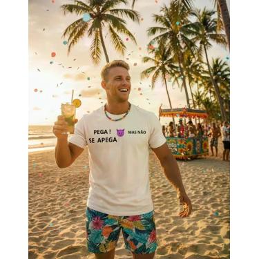 Imagem de Camiseta Masculina 100% Algodão Carnaval Engraçada Frases Pega mas não