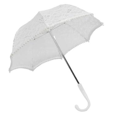 Imagem de Guarda-chuva de Casamento de Renda, Flor Bordada, Guarda-chuva de Noiva Branco, Aderência Confortável para Dança, Adereço de Fotografia (51322B (criança))