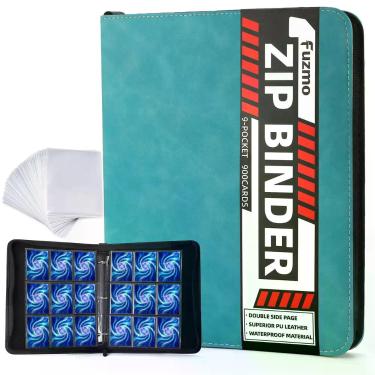 Imagem de Porta-Cartas Fuzmo 900 Cartas Azul-Turquesa com Zíper
