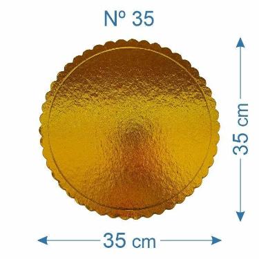 Imagem de 2 Suporte Base de Bolo Cake Board Laminado Dourado Nº35 - AAZ
