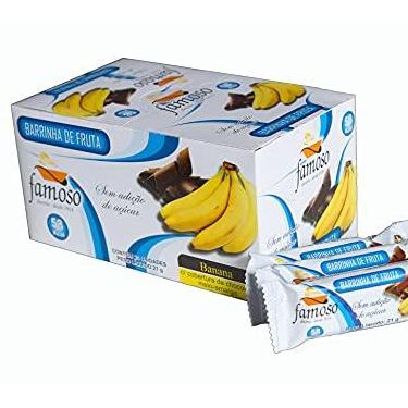 Imagem de Barrinha de Banana Coberta de Chocolate Meio Amargo Zero Açúcar Famoso CX c/ 25
