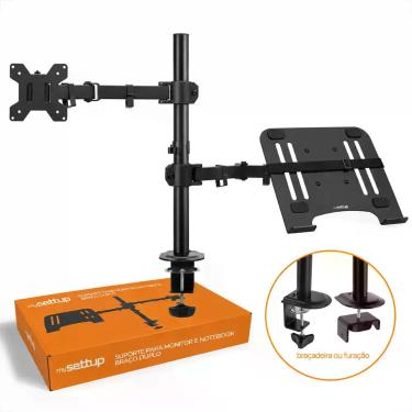 Imagem de Suporte Duplo Articulado De Mesa Monitor E Notebook mySettup, Preto