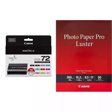 Imagem de Tinteiros e Papel Fotográfico Luster 50 Folhas Canon PGI-72