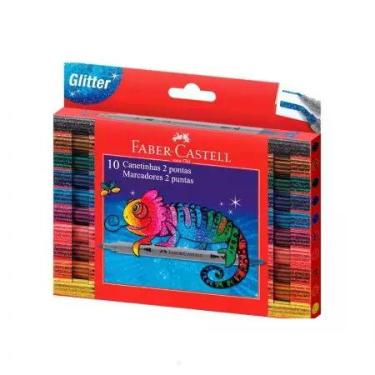 Imagem de Caneta hidrográfica 2 pontas Glitter 10 cores 151125 - Faber-Castell