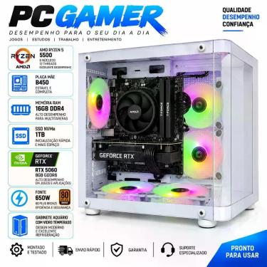 Imagem de PC Computador Gamer Ryzen 5 5500 B450 16gb DDR4 Ssd 1tb Rtx 5060 8gb -