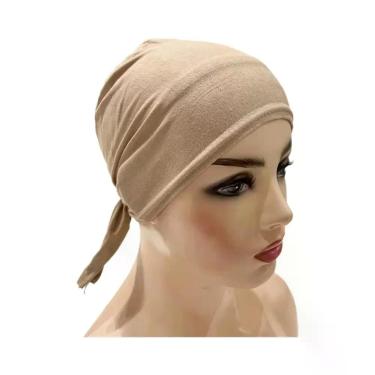 Imagem de Hijab Turbante De Algodão Liso Para Mulheres, Com Amarração Nas Costas