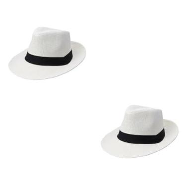 Imagem de BESPORTBLE 2 Unidades chapéu de sol preto chapéus de palha para mulheres praia gorro para homens bonés para homens boné casual estilo simples chapéu de sol dobrável grandes beirais cara