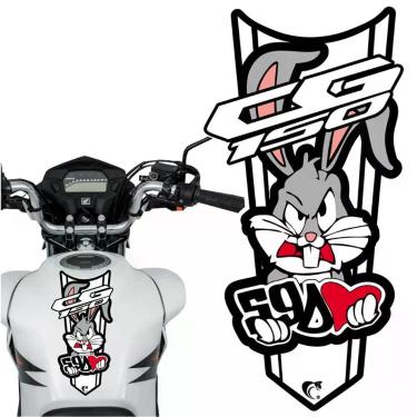 Imagem de Adesivo Faixa Gravata Sem Resina Moto Cg 150/160 Pernalonga Branco Cor Cg 150