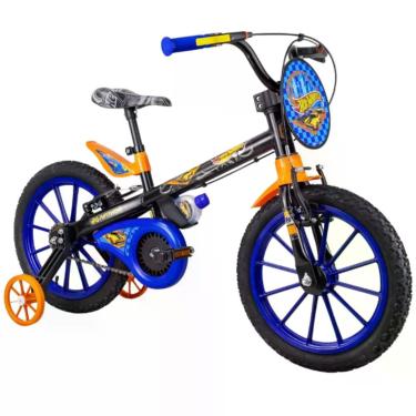 Imagem de Bicicleta Infantil Hot Wheels 2 Aro 16 5 Anos 1,10 a 1,20 m Freio Aço com Rodinhas Amarelo Nathor
